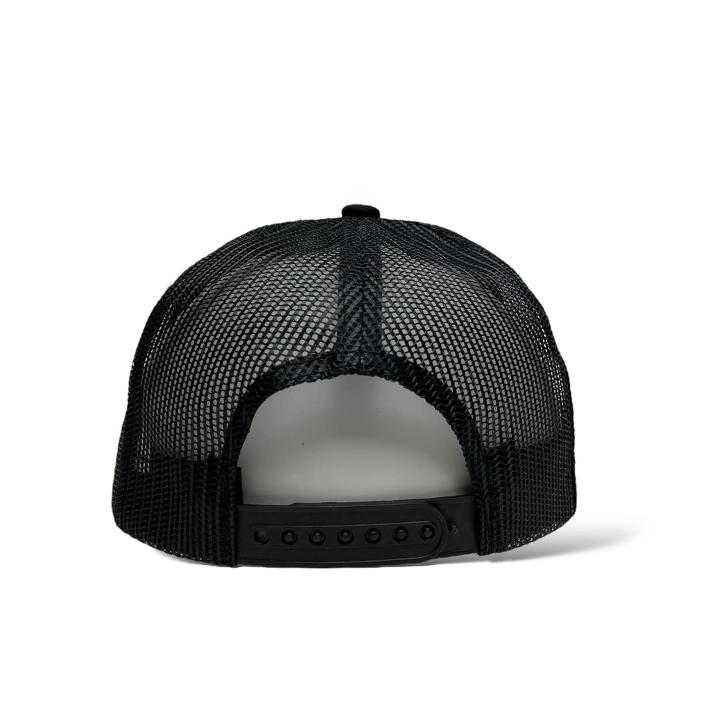 Bull Embroidered Trucker Hat | Black Mesh Snapback Cap with Bull Patch