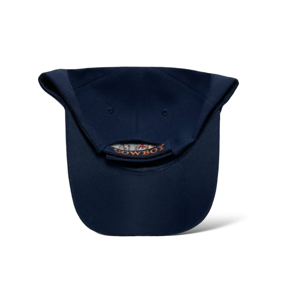 Navy Cowboy Embroidered Ballcap with Hook and Loop Closure