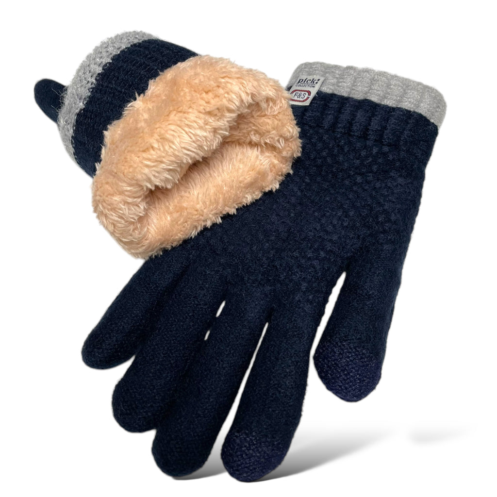 Women’s Winter Gloves - Warm Fleece-Lined Knit, 2-Finger Touch Screen Compatible