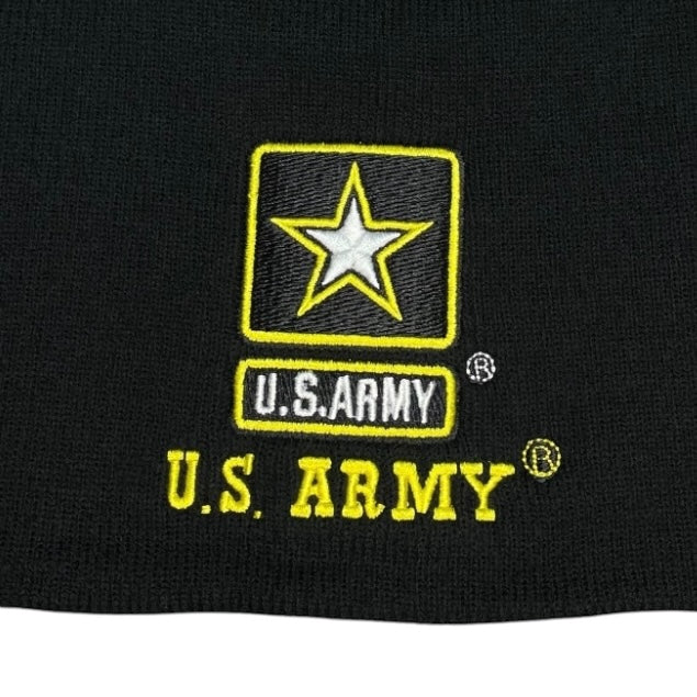 U.S. Army Licensed Gold White Star Black Beanie Warm Hat