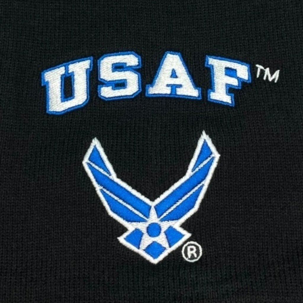 US Air Force Licensed Black Embroidered Winter Beanie Skull Cap