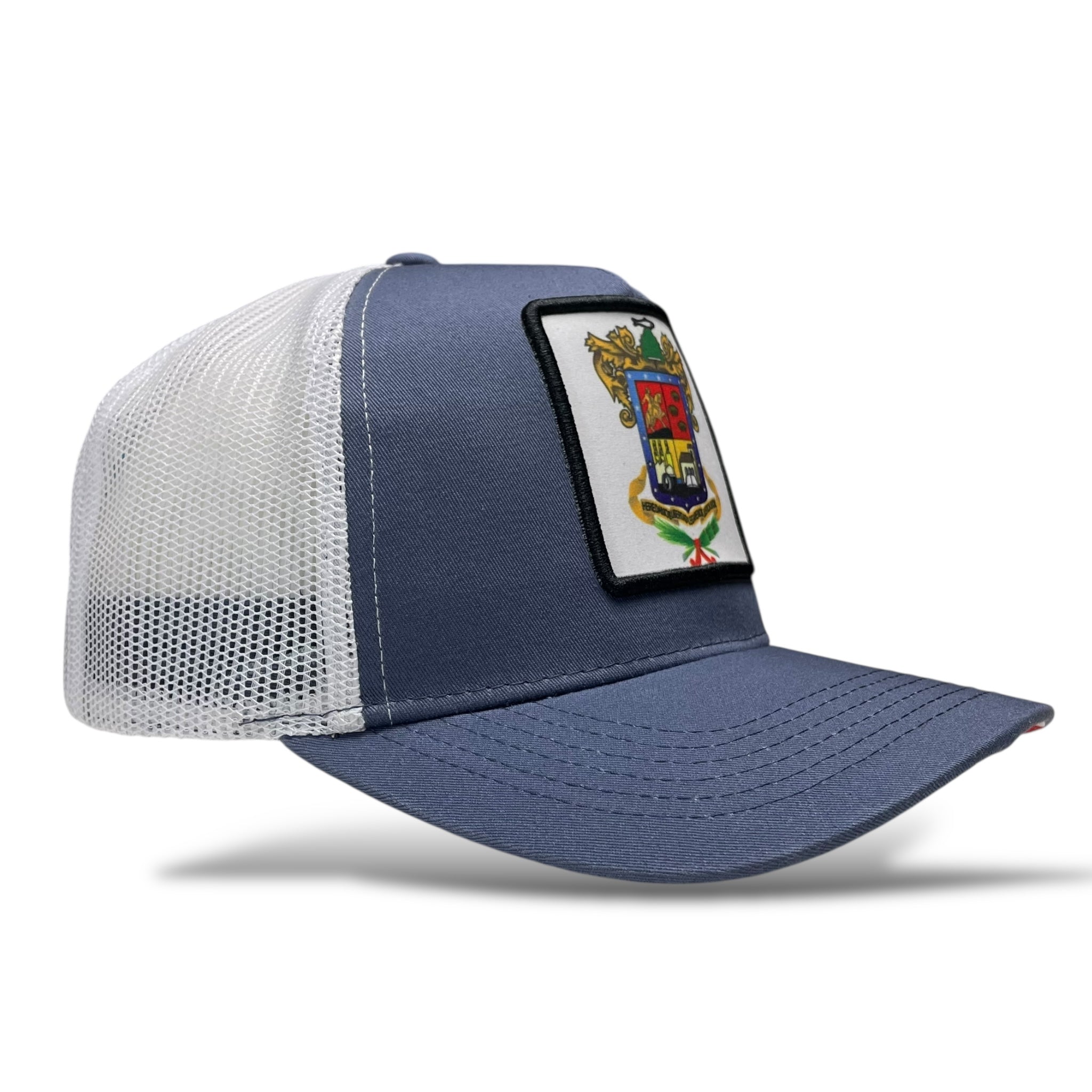 Mexico Michoacan Patch Trucker Hat, Blue Snapback Mesh Back