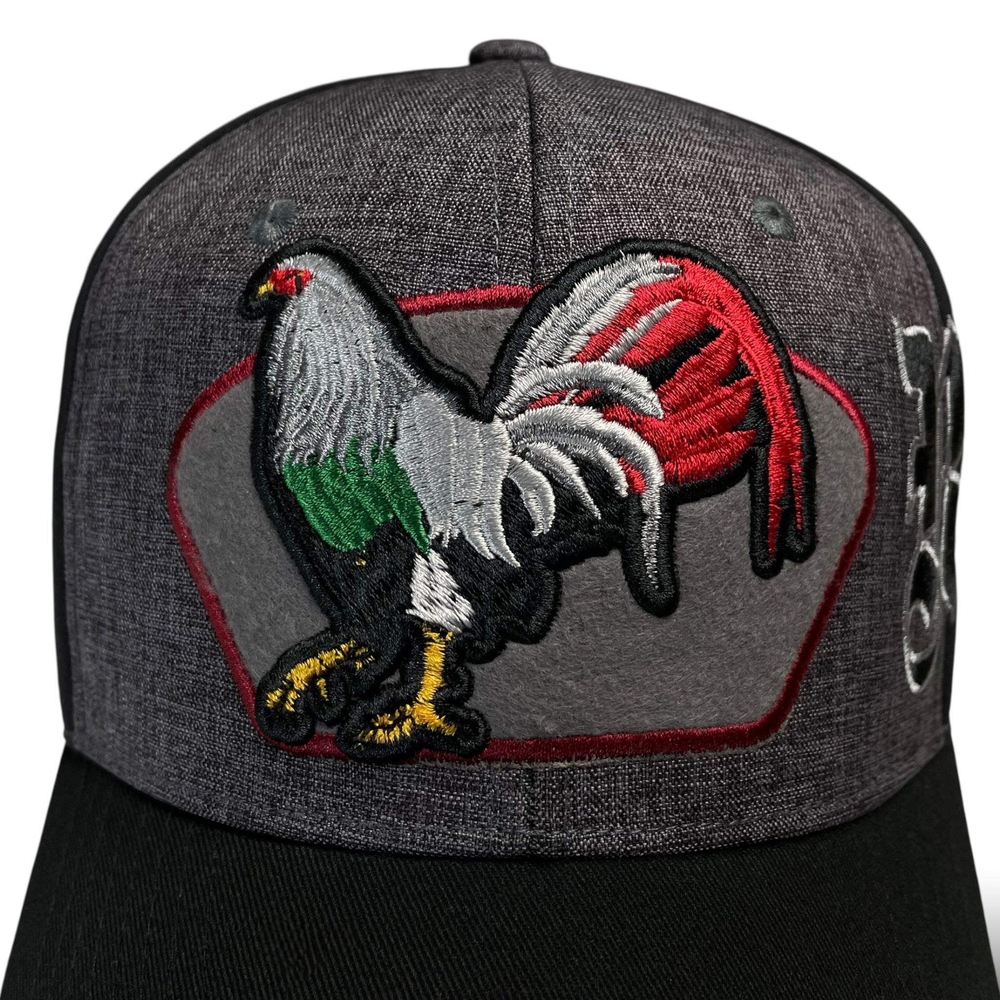 Mexican Rooster El Gallo Embroidered Snapback Cap Gray Western