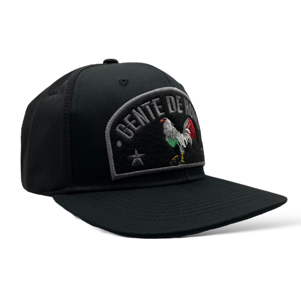 Mexico Black Baseball Snapback Cap - Embroidered Mexican Rooster Design