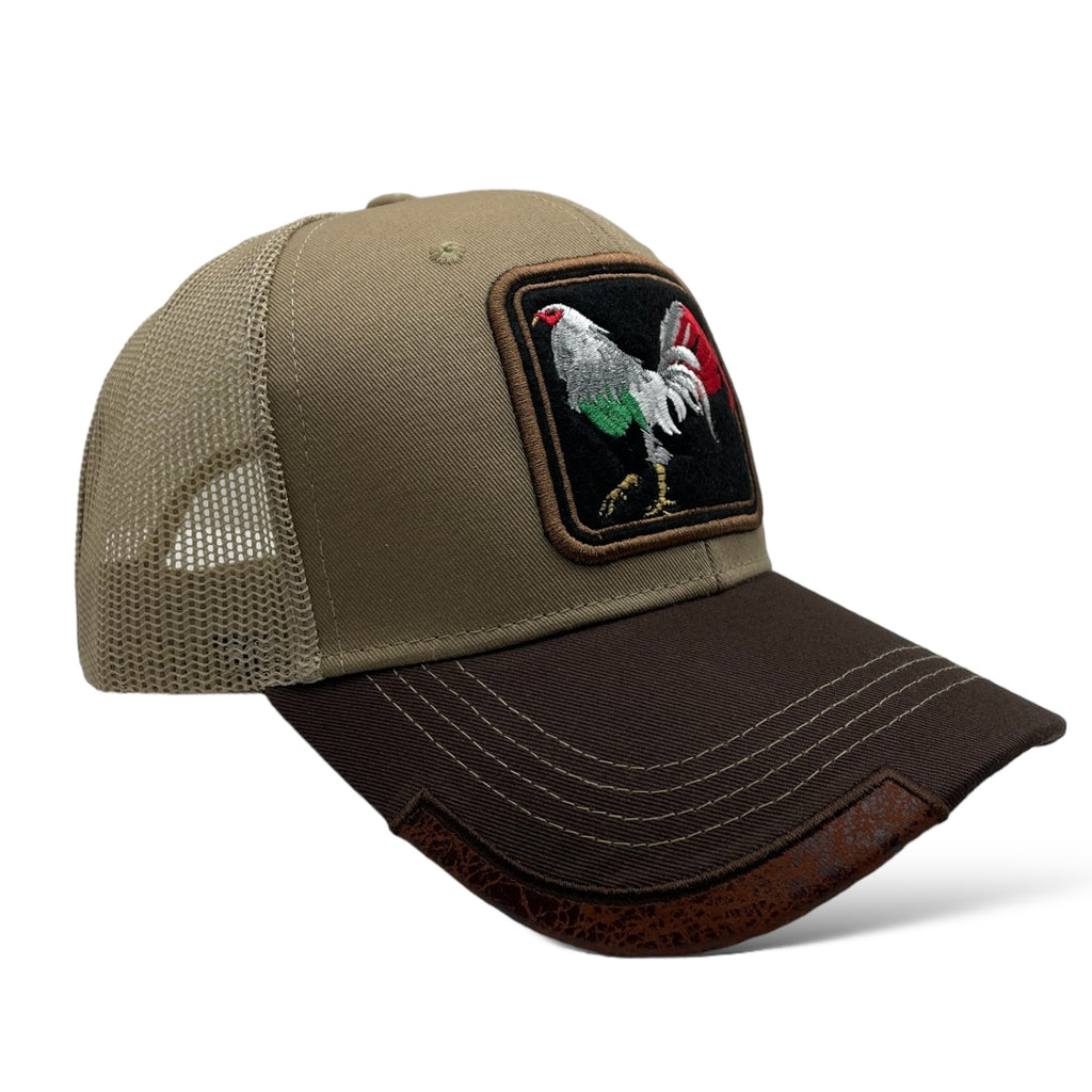 Rooster Trucker Snapback Baseball Cap - Curved Bill, Mesh Panels, Adjustable Snapback