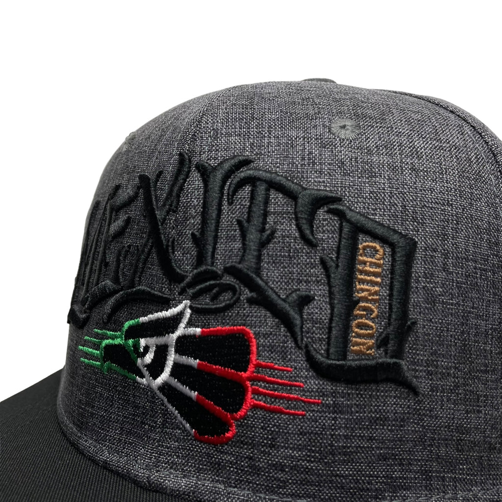 Hecho Mexico Chingon 3D Embroidered Snapback Baseball Cap Gray/Black