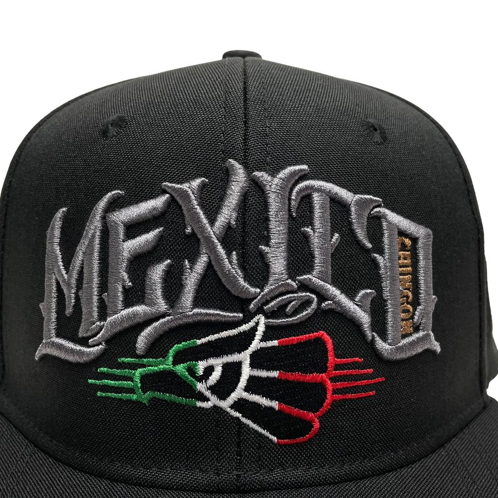 Mexico Chingon 3D Embroidered Baseball Cap – Black Snapback, Flat Brim