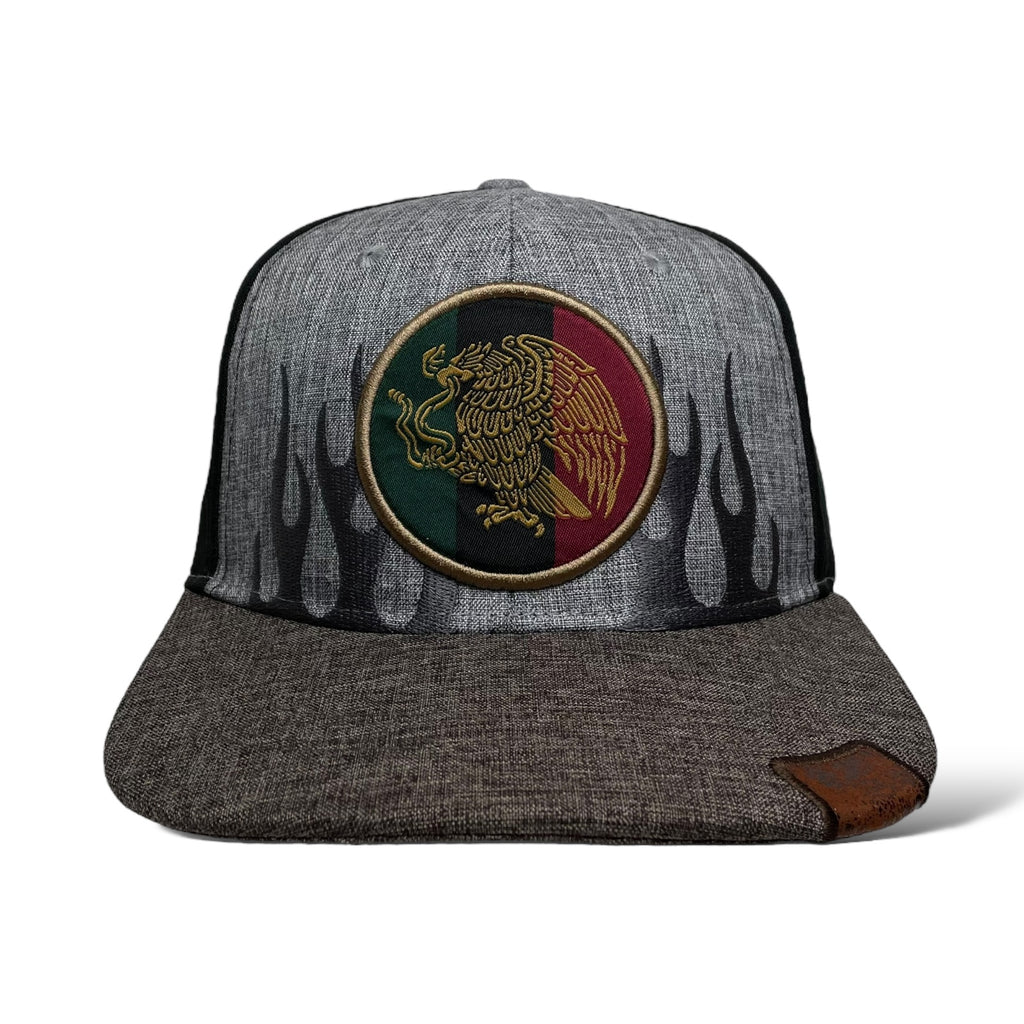 Flat Bill Snapback Cap featuring Mexican Eagle Aguila Logo