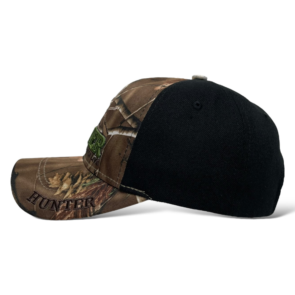 Men's Baseball Cap with Hunter Embroidery & Camouflage Deer Design