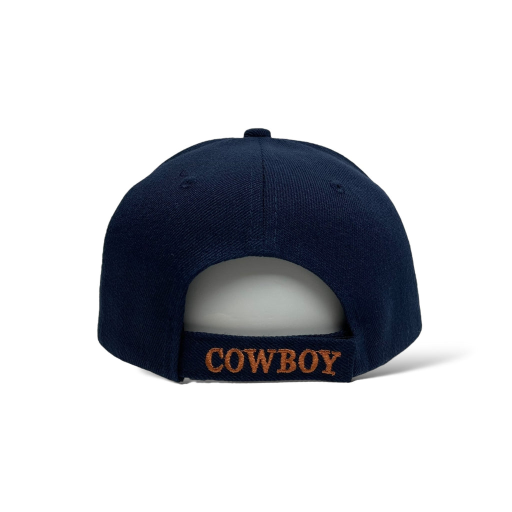 Navy Cowboy Embroidered Ballcap with Hook and Loop Closure