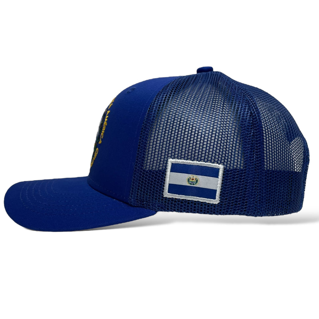 El Salvador Embroidered Flag Snapback Baseball Flat Brim Blue Cap