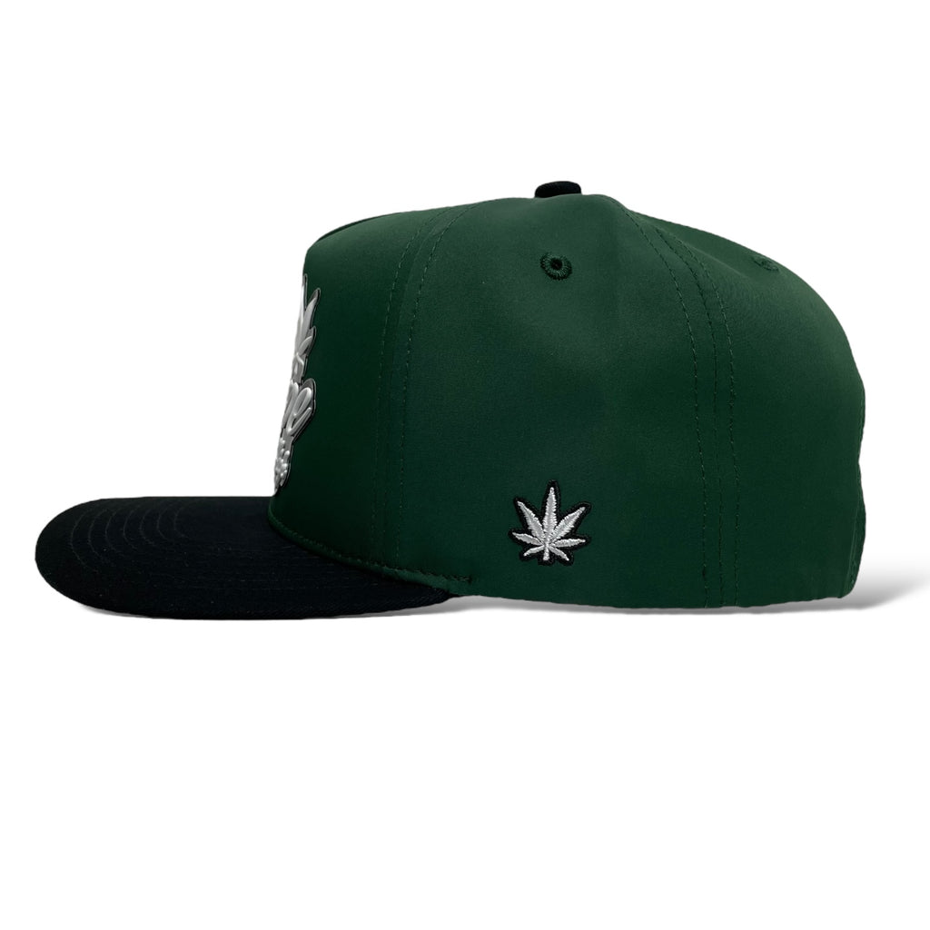 Dope Stay High 3D PVC Patch Snapback Cap, Flat Brim, Green/Black