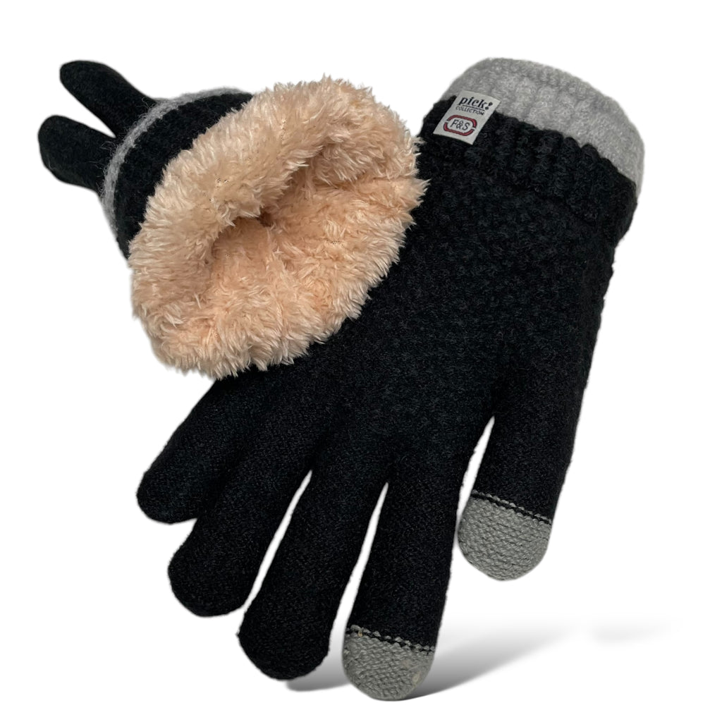 Women’s Winter Gloves - Warm Fleece-Lined Knit, 2-Finger Touch Screen Compatible