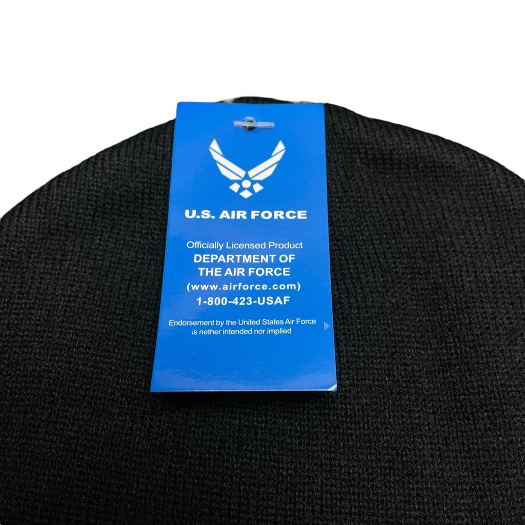 US Air Force Licensed Black Embroidered Winter Beanie Skull Cap