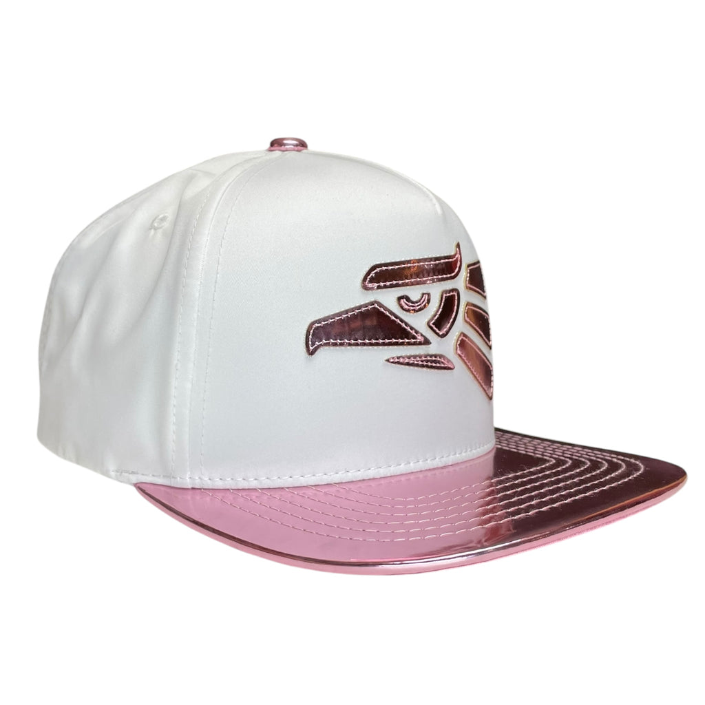 Women’s Hecho en Mexico Baseball Cap – Pink Vinyl Snapback Hat with Eagle Logo