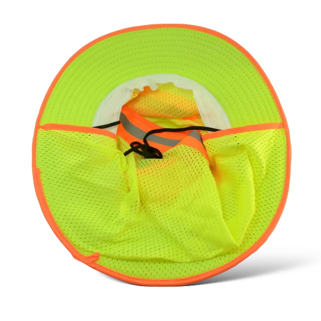 Hi-Vis Reflective Boonie Hat | Neon Green Safety Cap with Neck Flap for Work