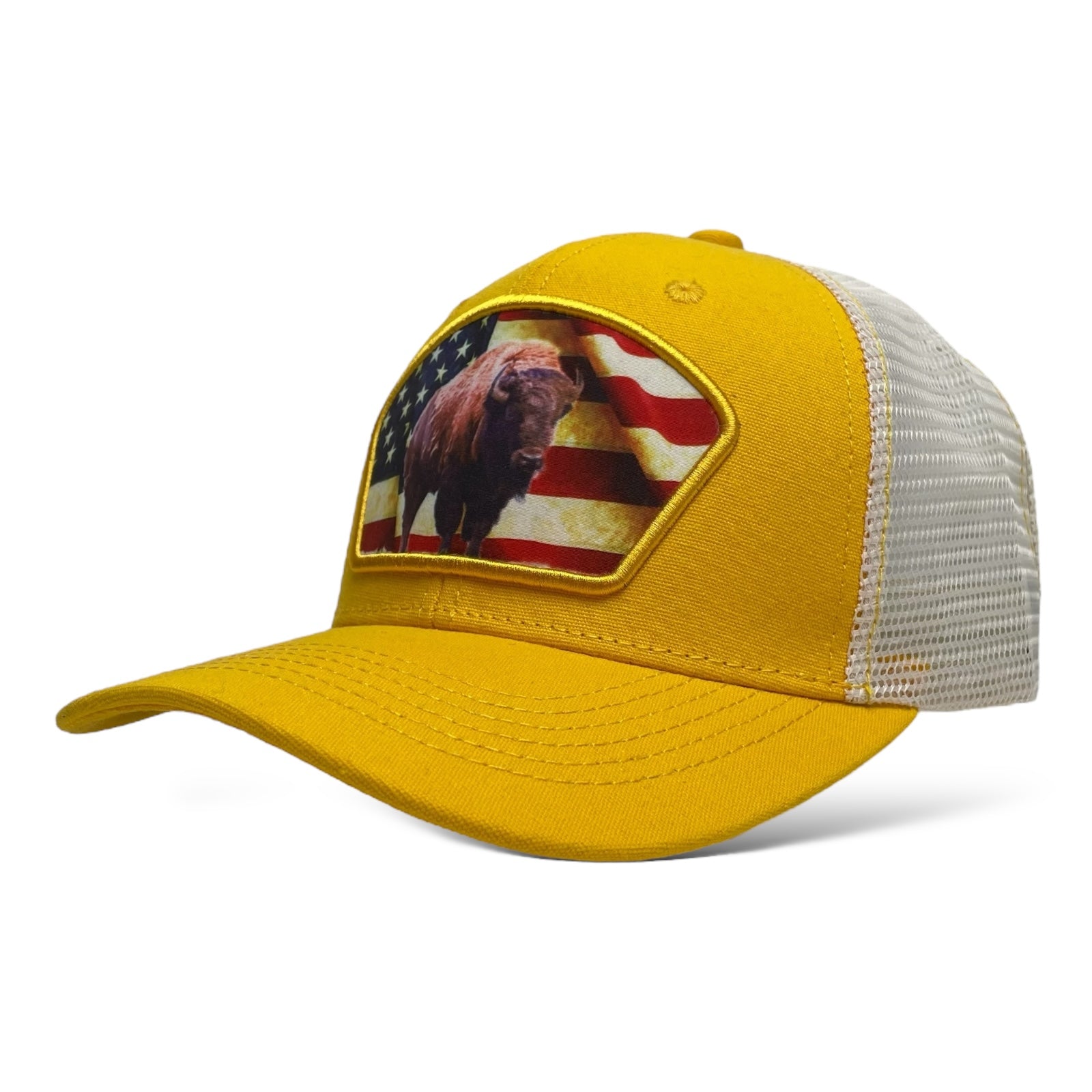 United States USA Flag Buffalo Patch Snapback Trucker Baseball Cap