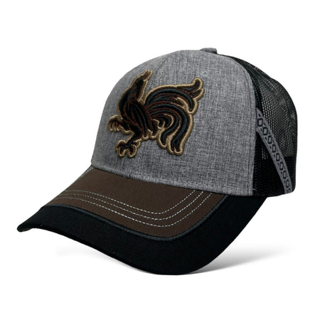 Wholesale Gray Trucker Hat with Western Rooster Design