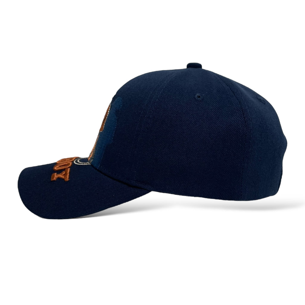 Navy Cowboy Embroidered Ballcap with Hook and Loop Closure