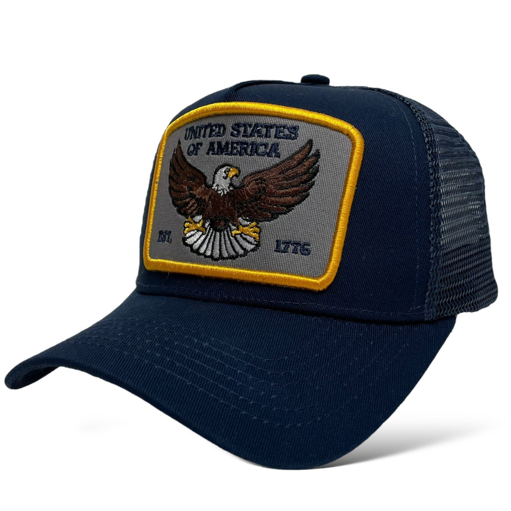 Side view of USA Eagle EST. 1776 Classic Snapback Trucker Hat