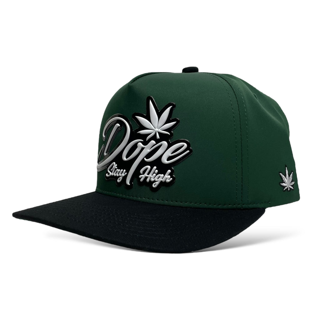 Flat Brim Snapback Cap Featuring Dope Stay High PVC Patch