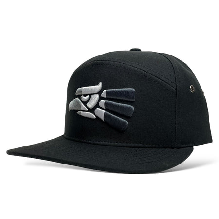 Hecho en Mexico Eagle 3D Embroidered 7-Panel Snapback Cap in Black