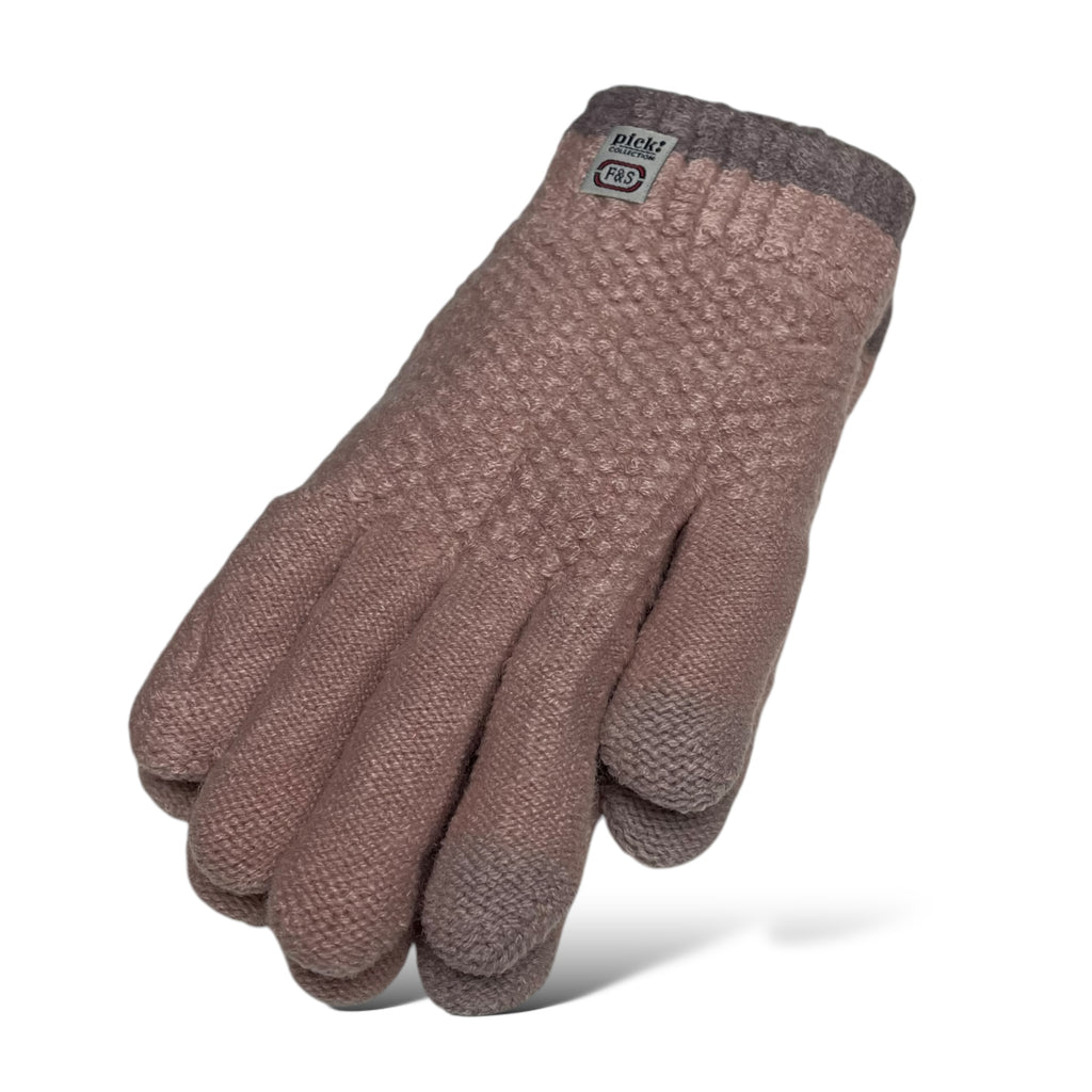 Women’s Winter Gloves - Warm Fleece-Lined Knit, 2-Finger Touch Screen Compatible