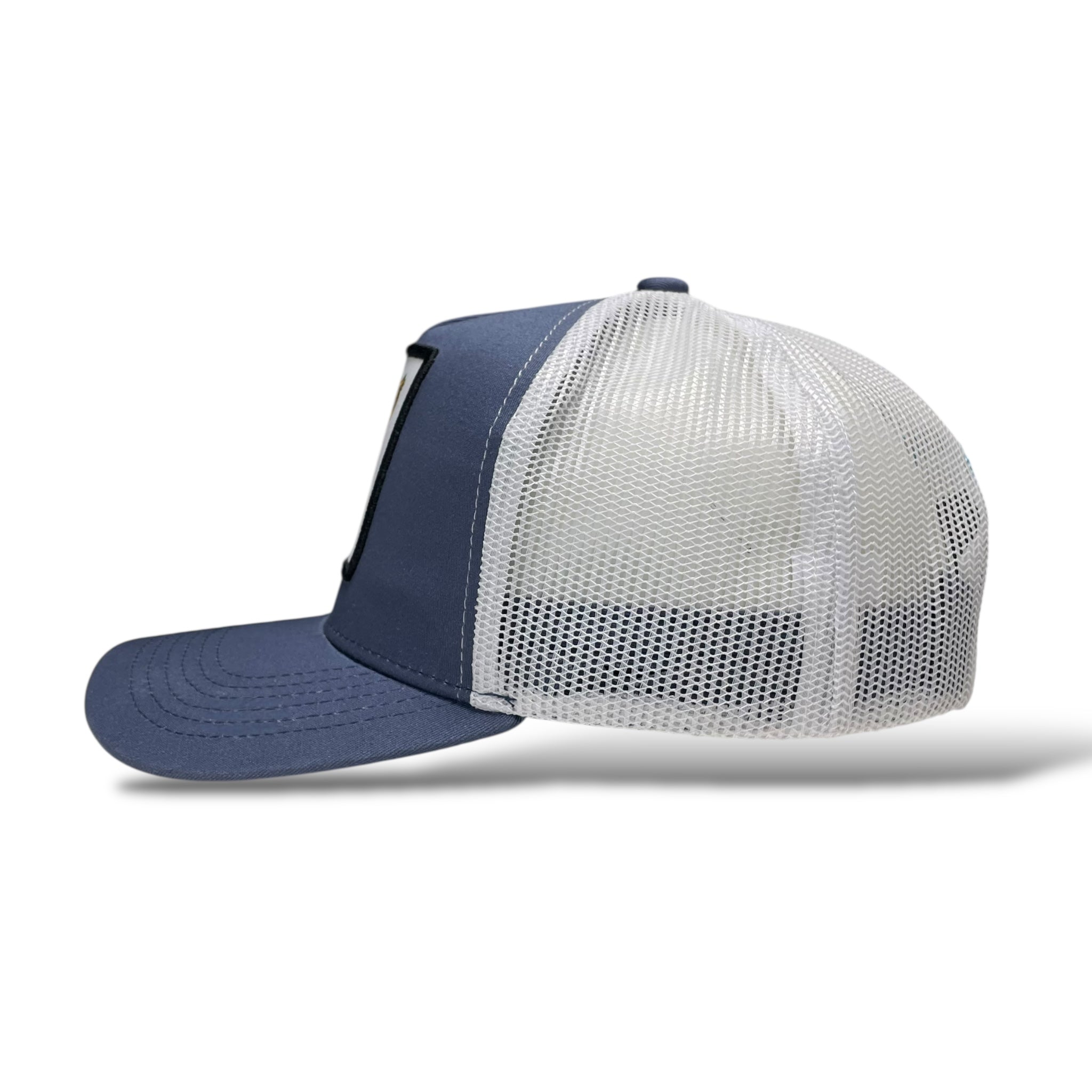 Mexico Michoacan Patch Trucker Hat, Blue Snapback Mesh Back