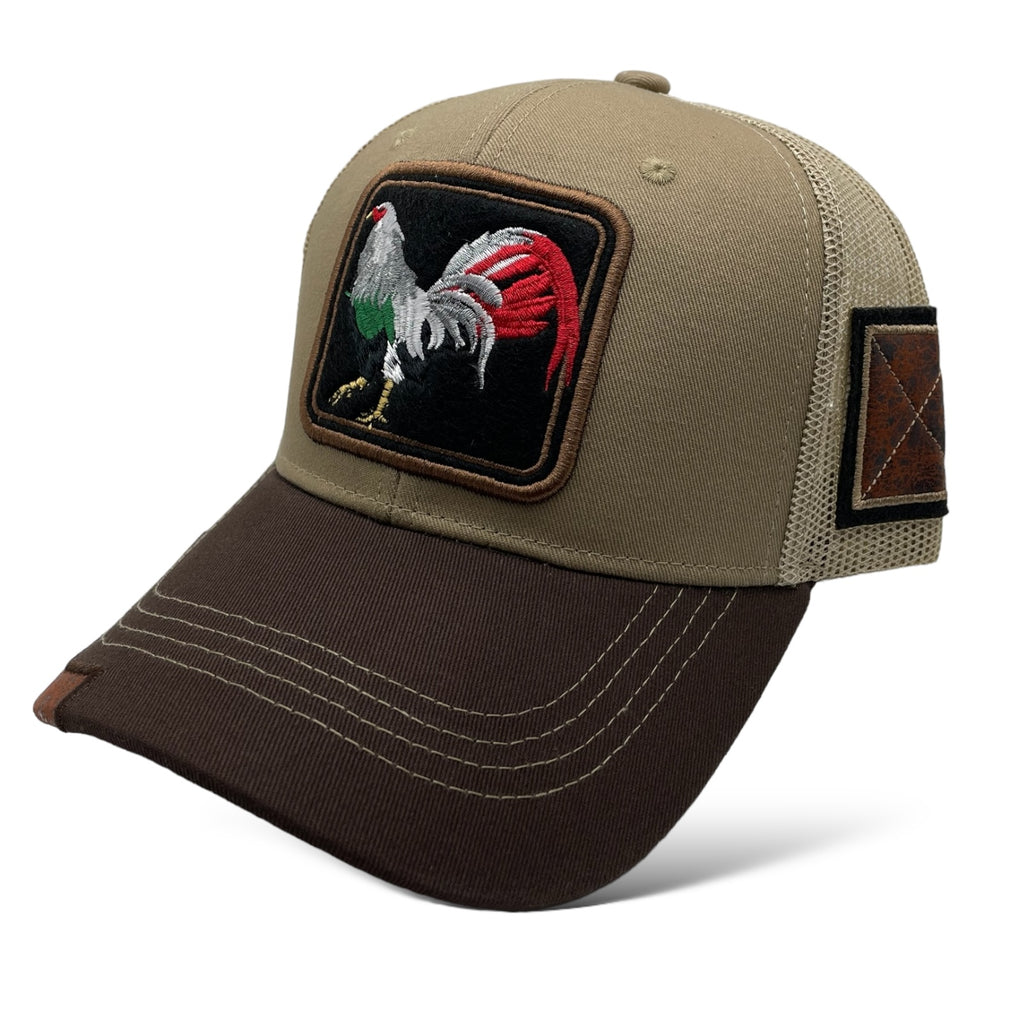 Rooster Trucker Snapback Baseball Cap - Curved Bill, Mesh Panels, Adjustable Snapback