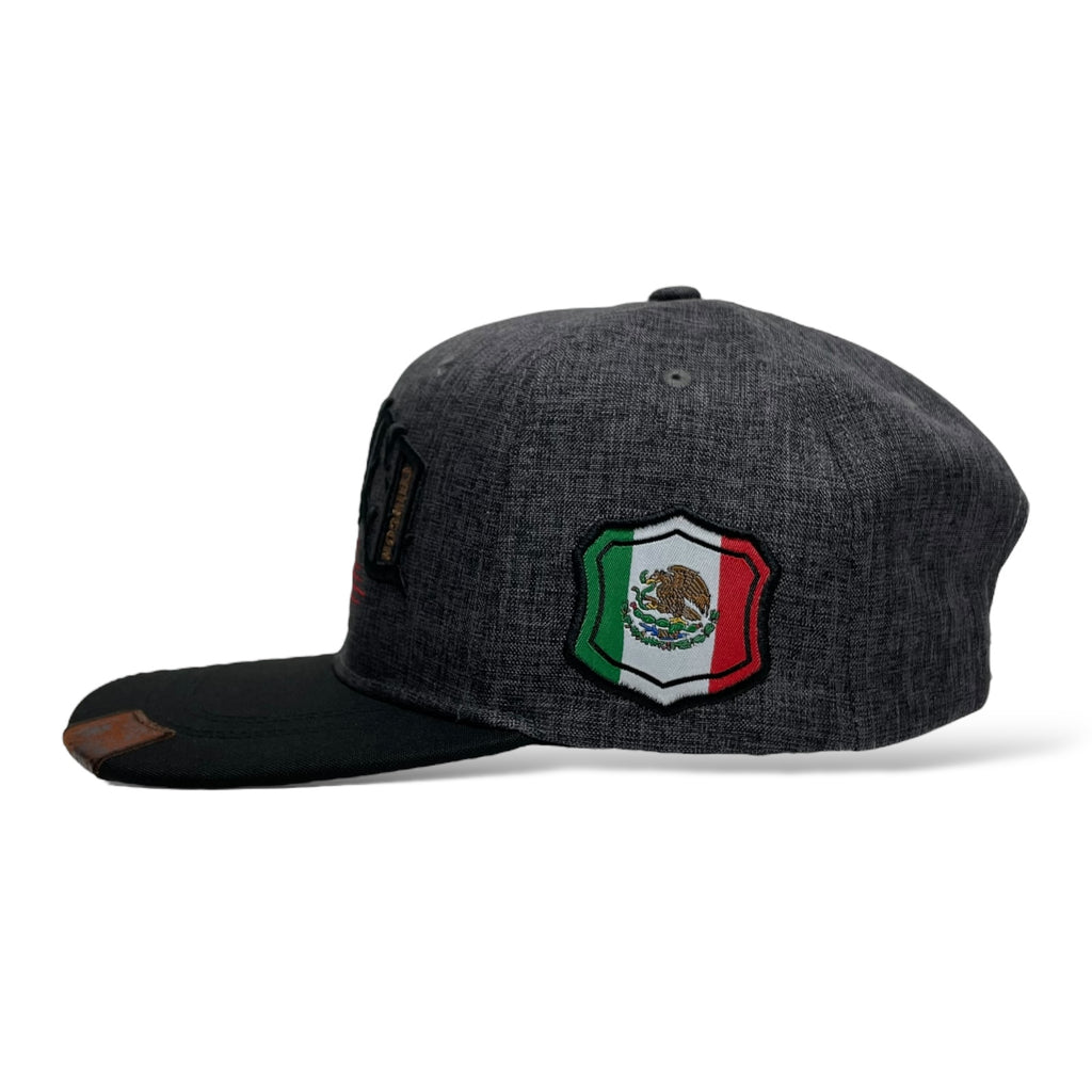 Hecho Mexico Chingon 3D Embroidered Snapback Baseball Cap Gray/Black