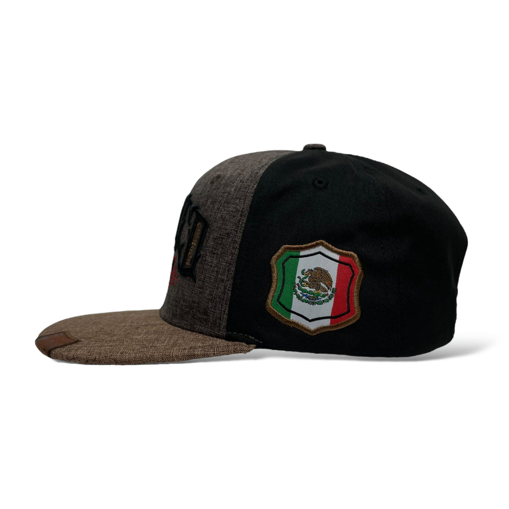 3D Embroidered Mexico Chingon Snapback Baseball Cap - Brown/Black