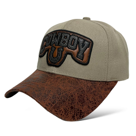 Close-Up of Cowboy Baseball Cap Showing Horseshoe Embroidery