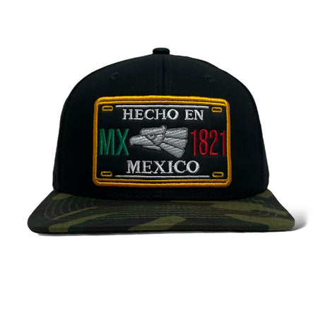 Flat Brim Snapback Cap Featuring Hecho en Mexico Embroidery