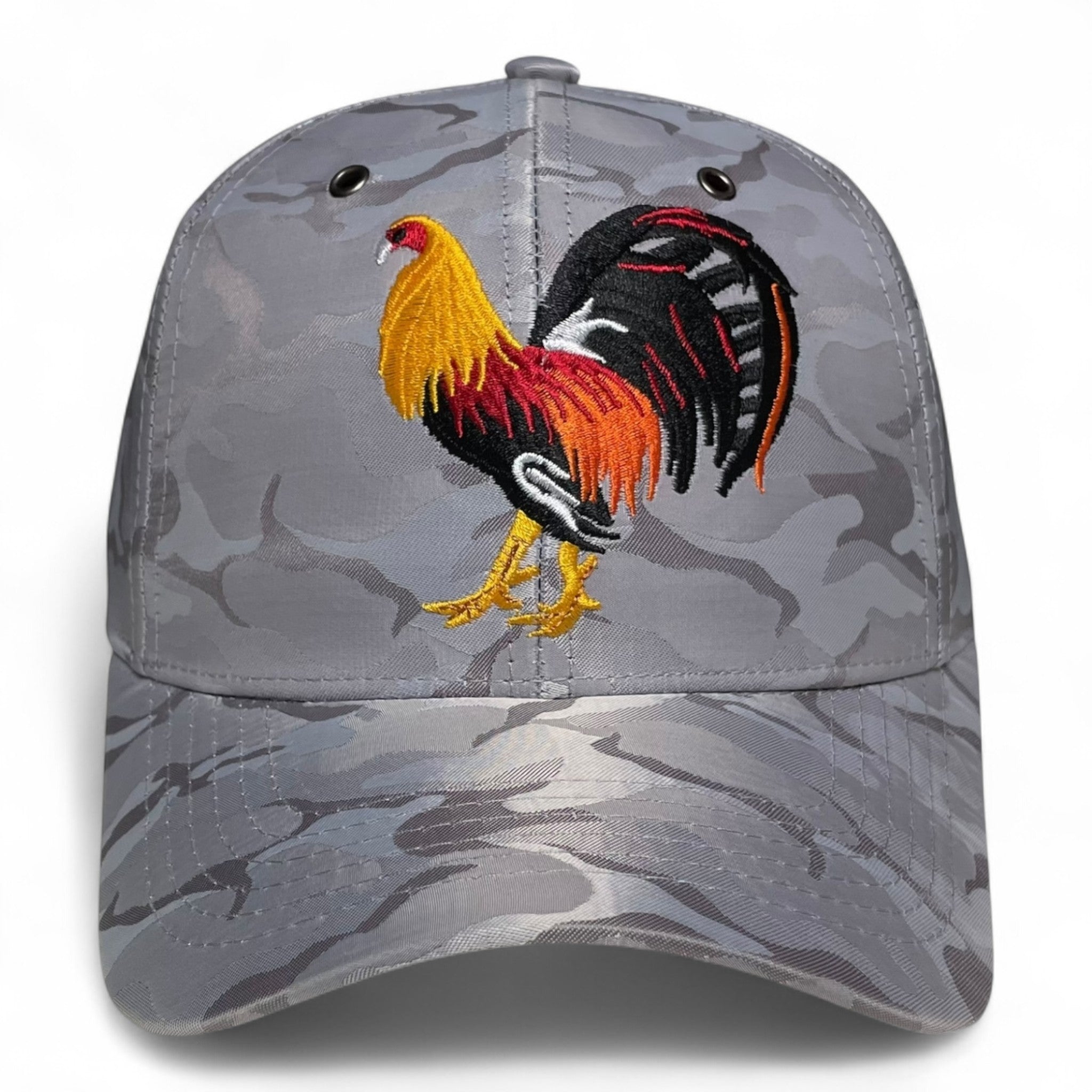 Rooster Embroidered Baseball Cap Gray Camo Western Style Pack of 3