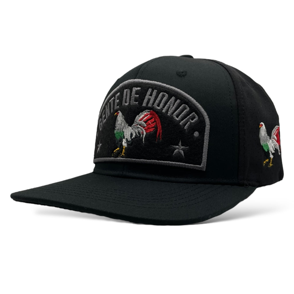 Mexico Black Baseball Snapback Cap - Embroidered Mexican Rooster Design