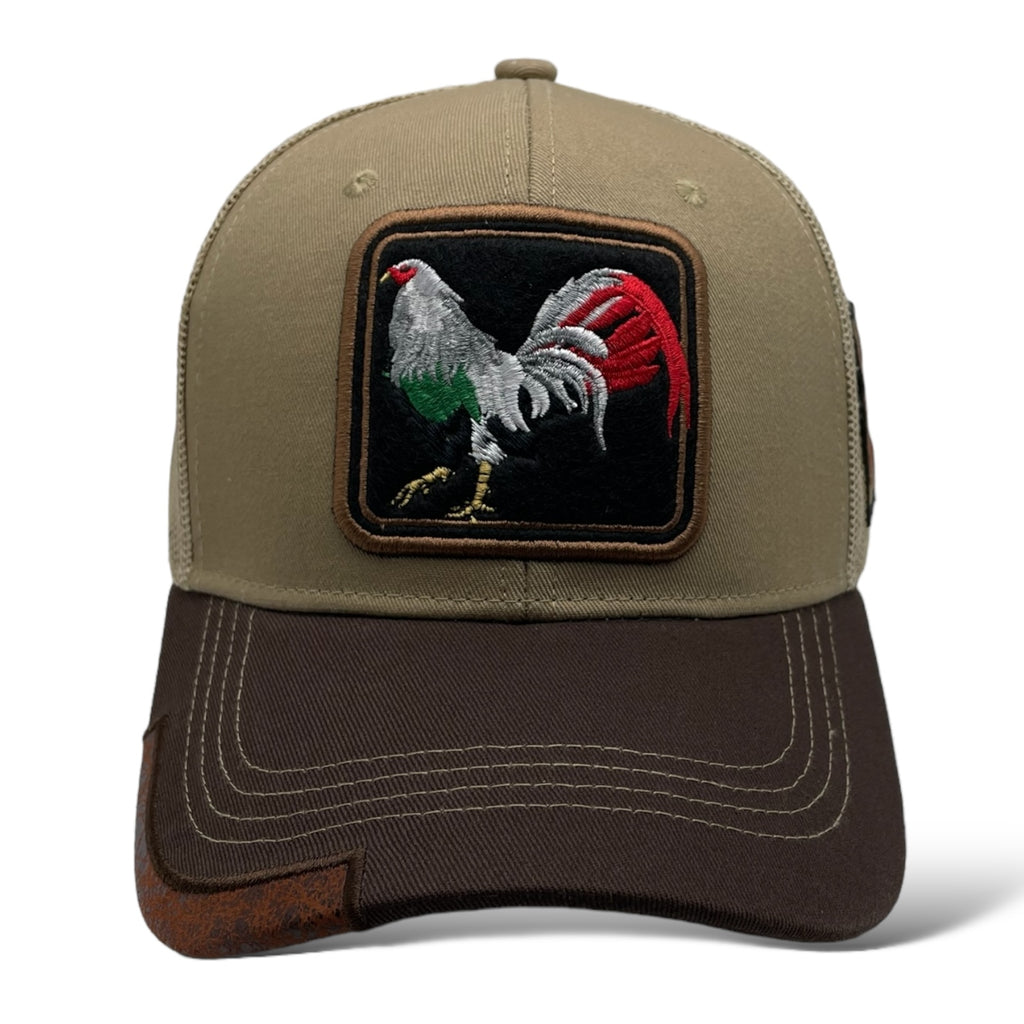 Rooster Trucker Snapback Baseball Cap - Curved Bill, Mesh Panels, Adjustable Snapback