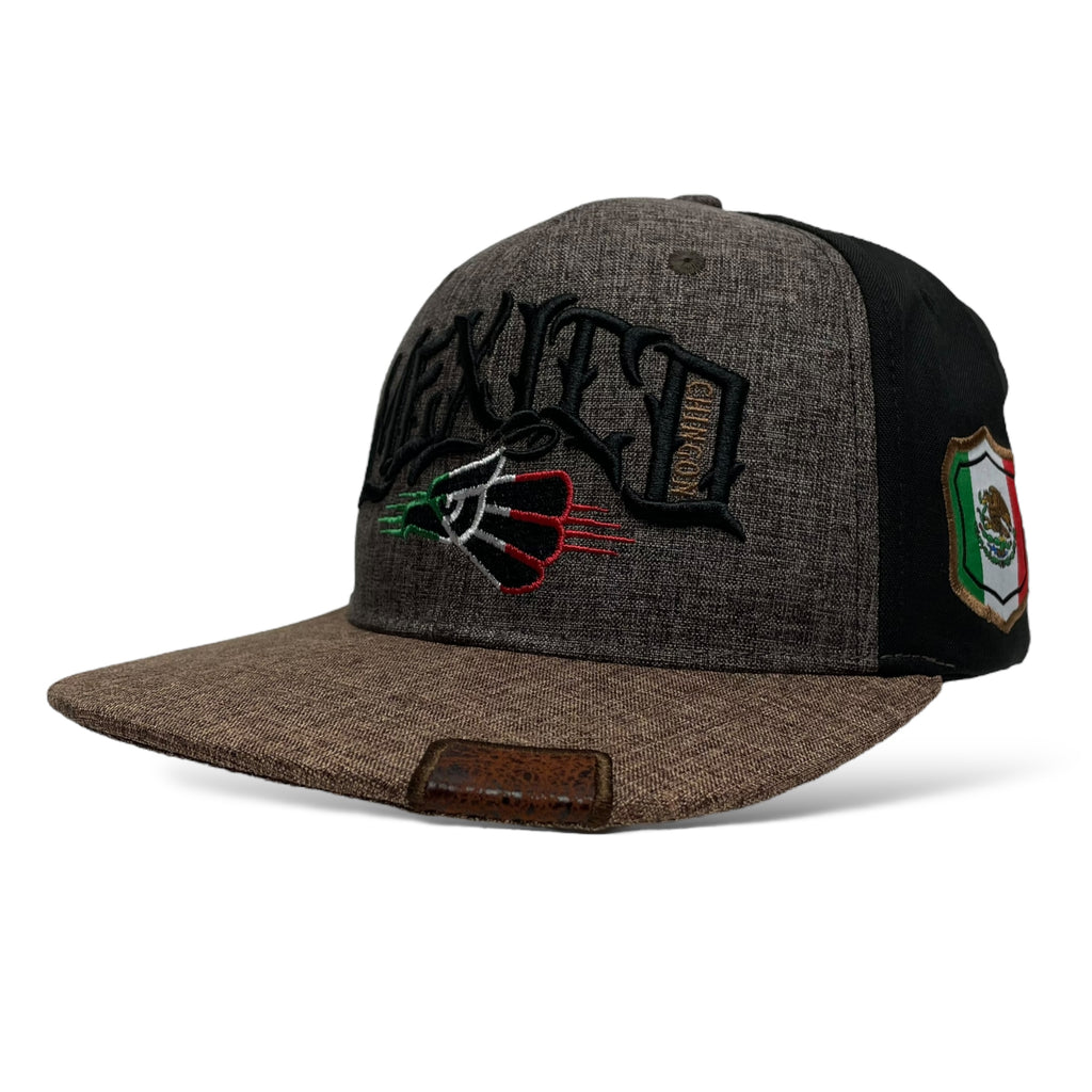 Wholesale Brown/Black Baseball Cap with 3D 'Mexico Chingon' Embroidery