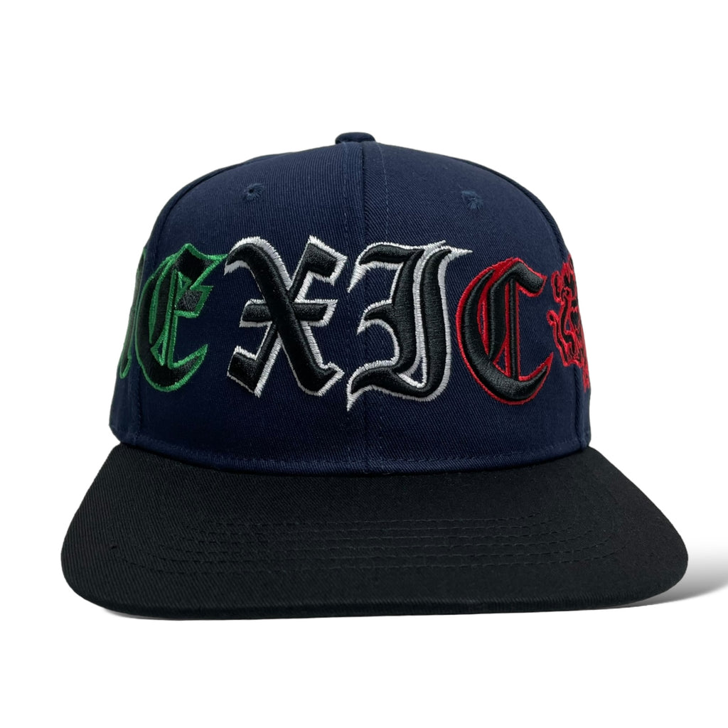 Close-up of 3D Embroidered Eagle on Navy Snapback Baseball Cap