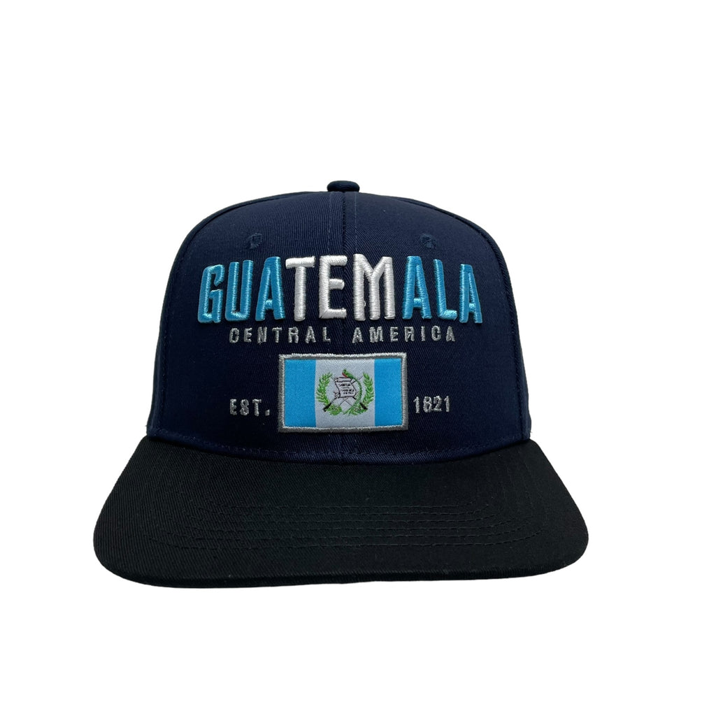 Gorra snapback navy con bandera de Guatemala bordada en visera plana