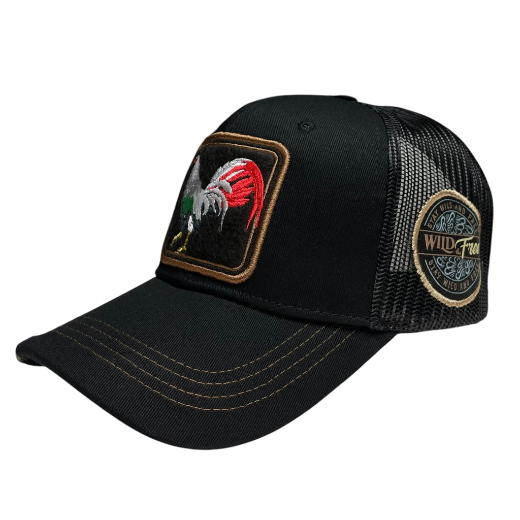 Mexico Rooster Embroidered Trucker Hat – Curved Bill, Mesh Back, Adjustable