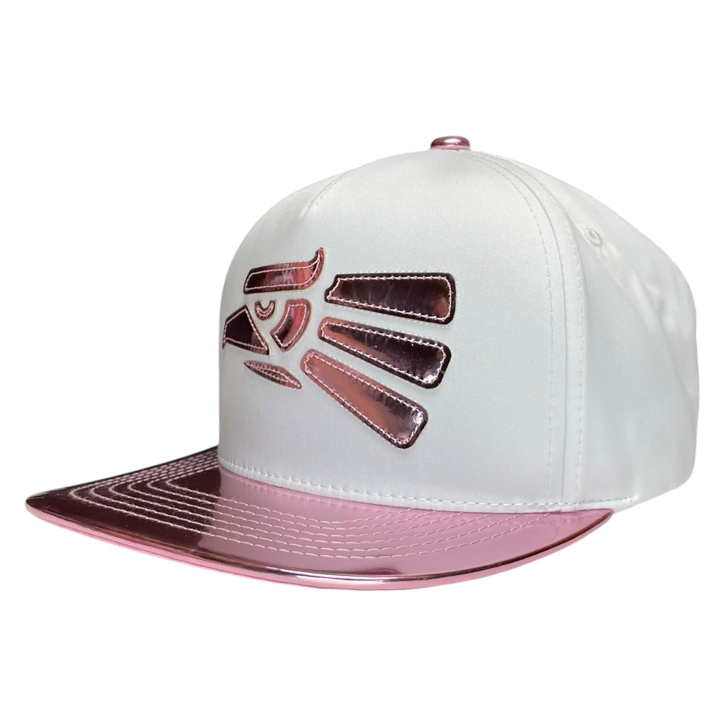 Women’s Hecho en Mexico Baseball Cap – Pink Vinyl Snapback Hat with Eagle Logo