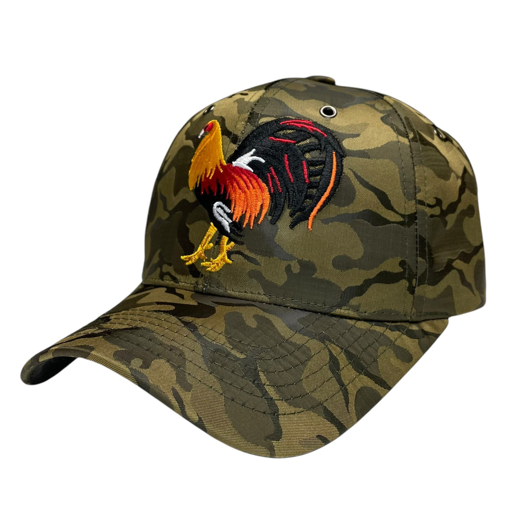 Rooster Fight Baseball Cap Camouflage Olive, Adjustable Hat