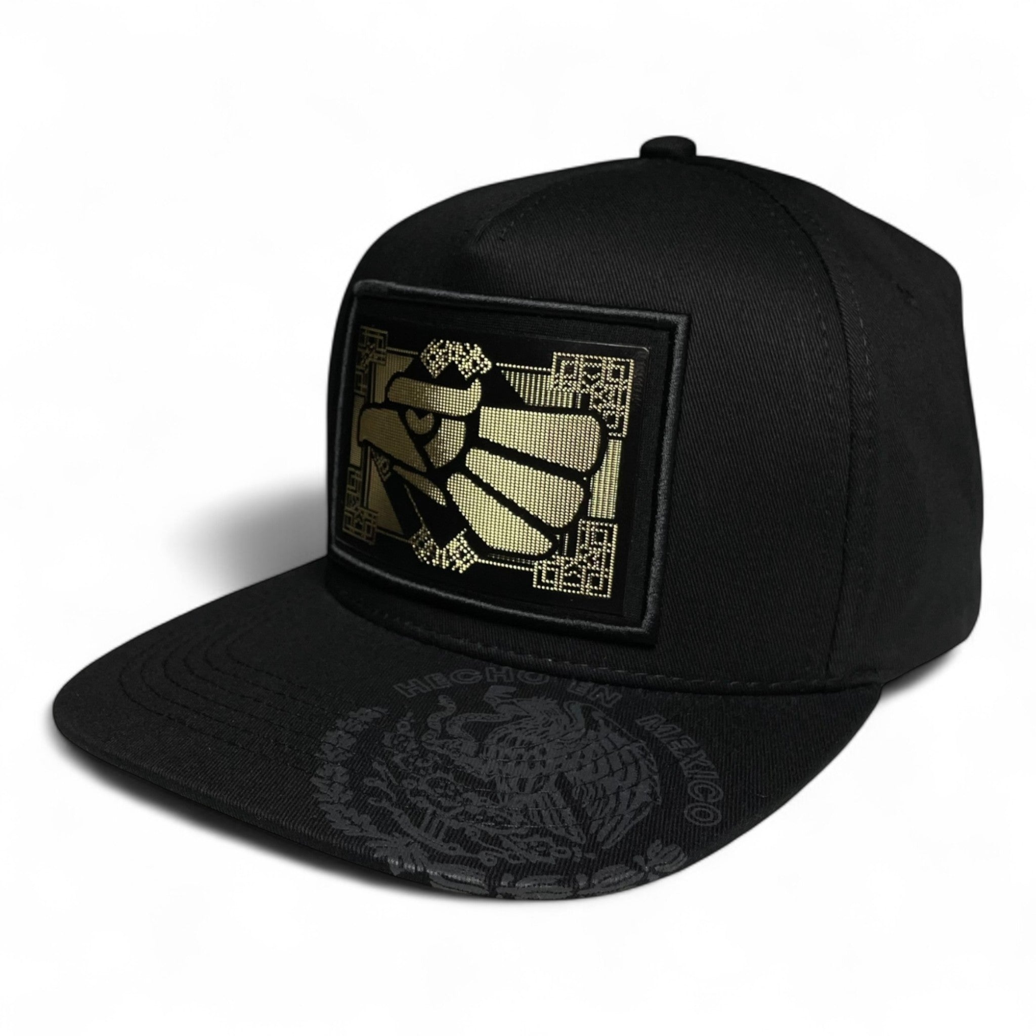 Hecho en Mexico Golden Mexican Eagle Rubber Patch Snapback Cap – Black