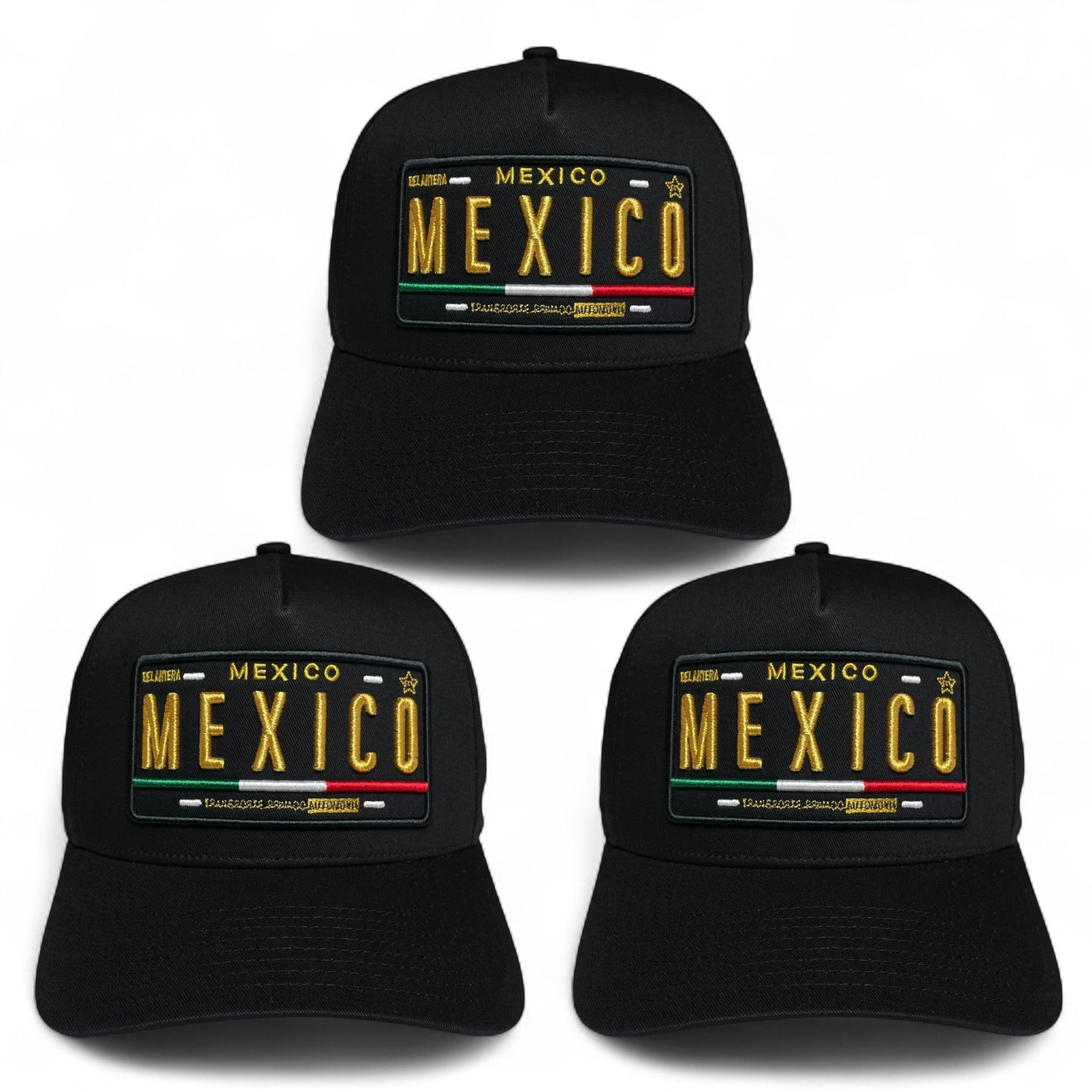 Mexico Embroidered Golden Threads Baseball Cap – Black