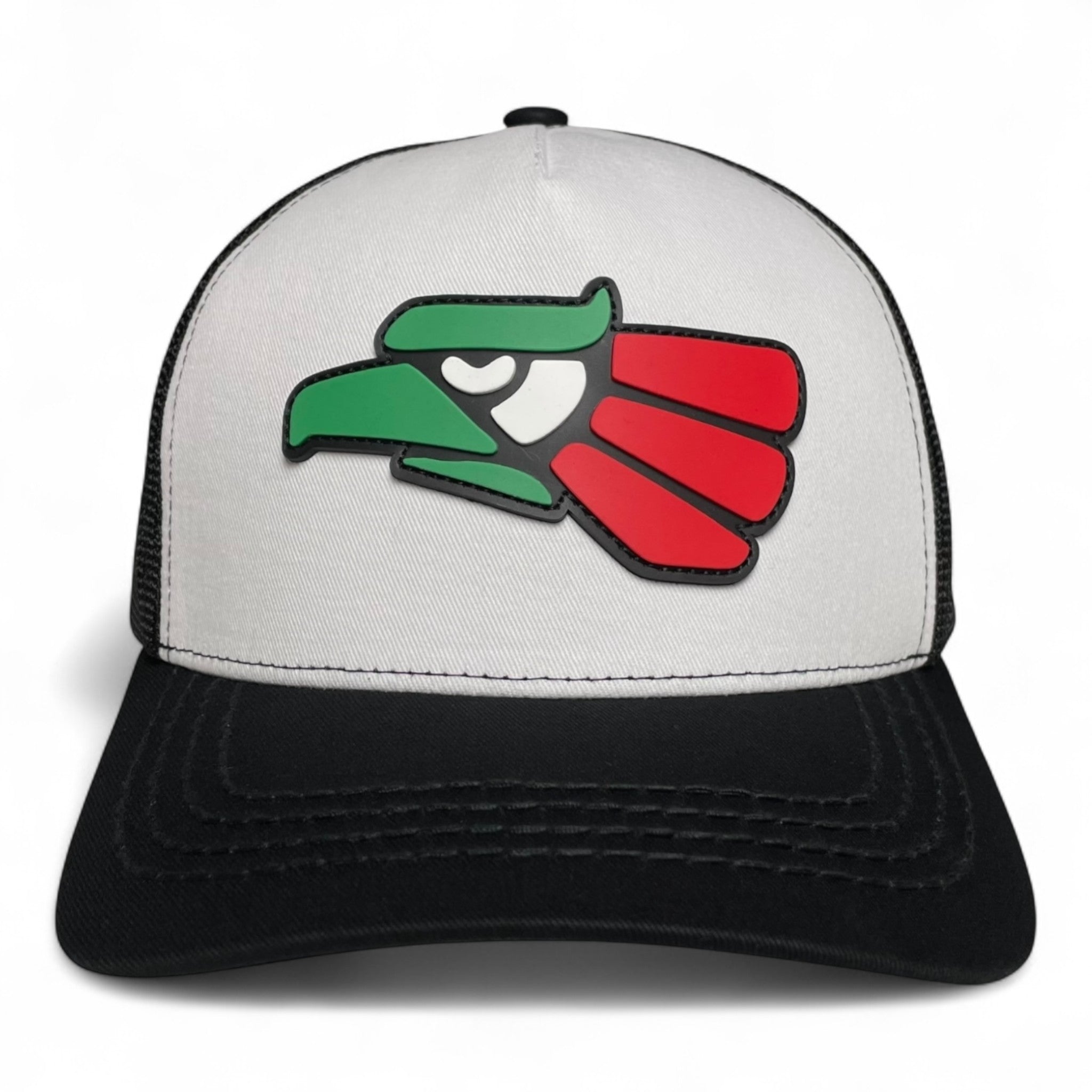Hecho en Mexico PVC Eagle Patch Mesh Back Baseball Cap – White/Black