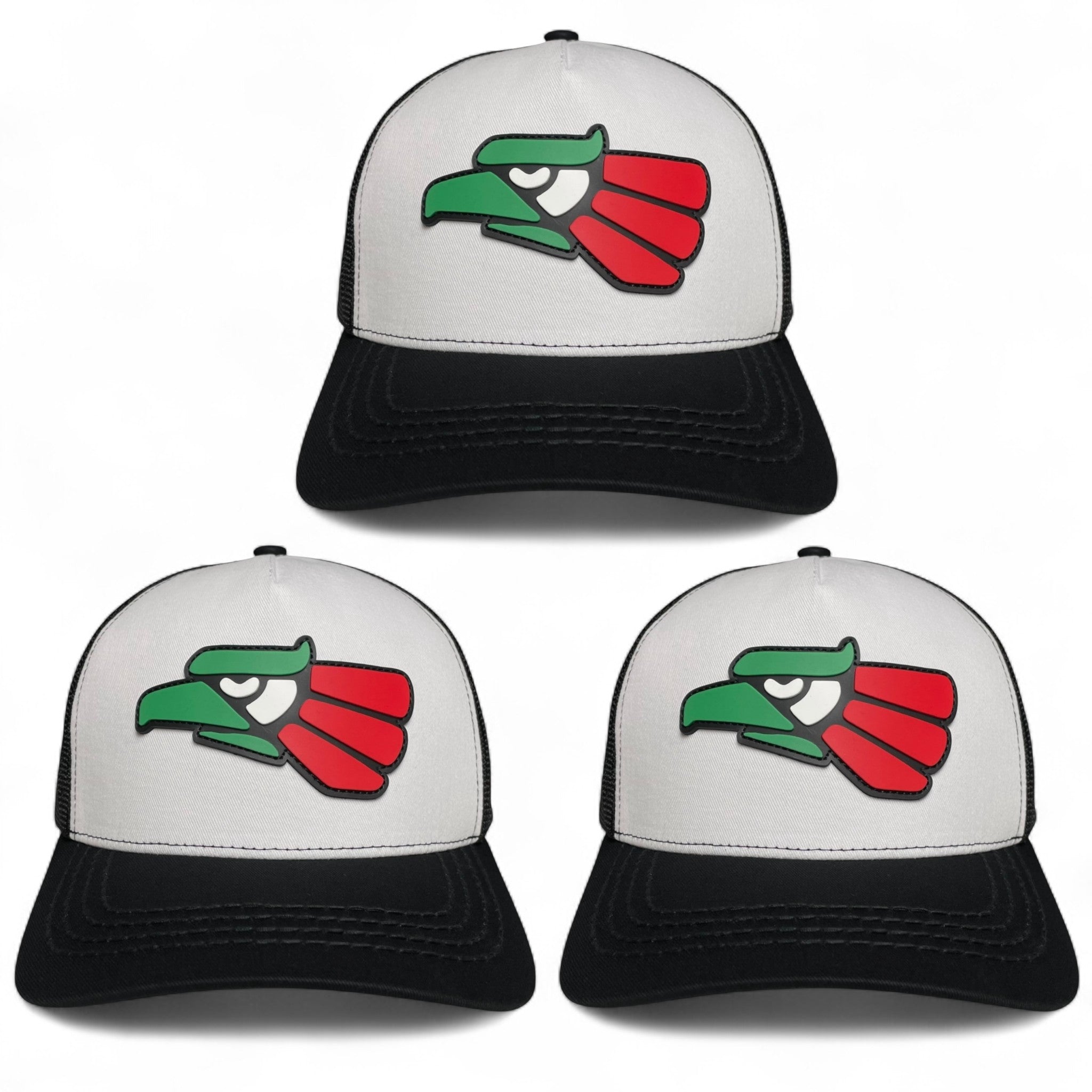 Hecho en Mexico PVC Eagle Patch Mesh Back Baseball Cap – White/Black