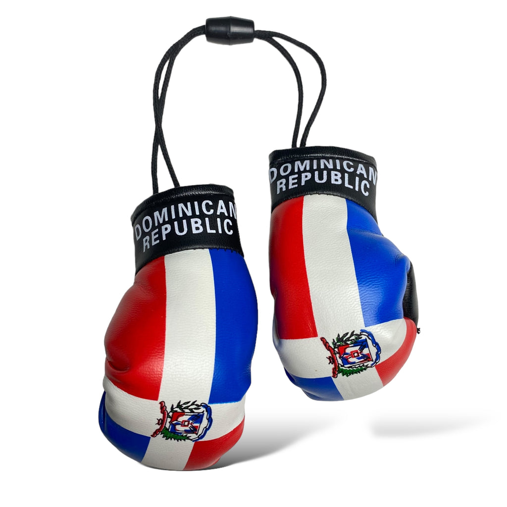 Mini Boxing Gloves with Dominican Republic Flag for Displaying on Car Rearview Mirror