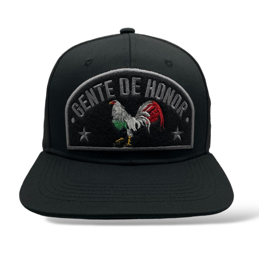 Mexico Black Baseball Snapback Cap - Embroidered Mexican Rooster Design