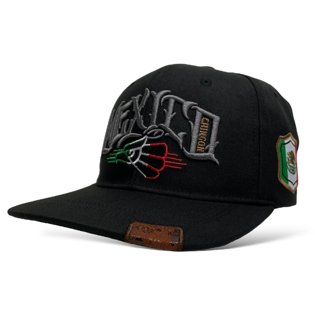 Close-up of 3D Embroidered Mexico Chingon Baseball Cap - Black