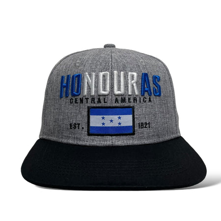 Visera plana de gorra de baseball gris con bandera de Honduras